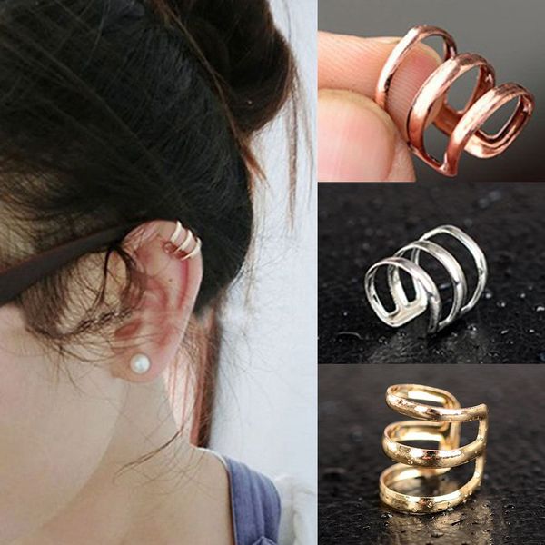 

no pierced clip-on earrings adjustable non-piercing alloy earcuff ear clip earrings without piercing stylish jewelry, Silver