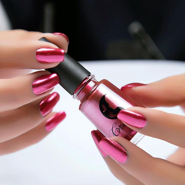 

new trend 6ml mirror effect chrome metallic silver gold nail art varnish polish mirror polish