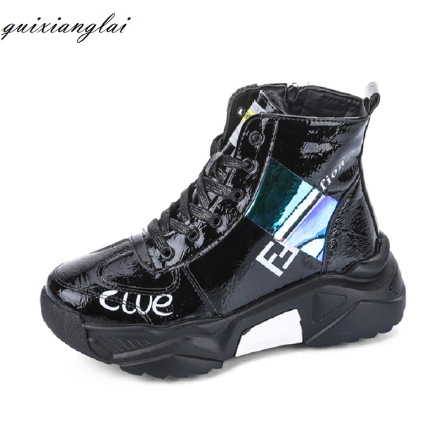 

women's boots 2020 new selling thickened bottom increased muffin bottom plus velvet high- women's shoes boots, Black