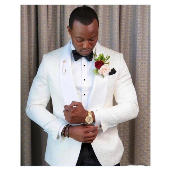 

one button ivory paisley groom tuxedos shawl lapel men suits 2 pieces wedding/prom/dinner blazer (jacket+pants+tie) w839, Black;gray