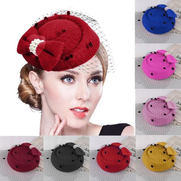 

bowknot hair hat clip lady mini hat cap bowknot decor lace fascinator hair clip costume accessory#0318y30, Blue;gray