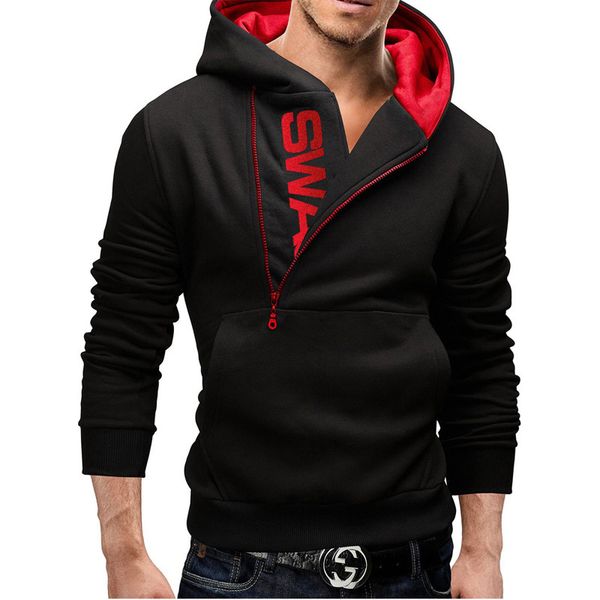 

2018 fleece hooded sweatshirt bump color fleece side zipper hoodies, Black