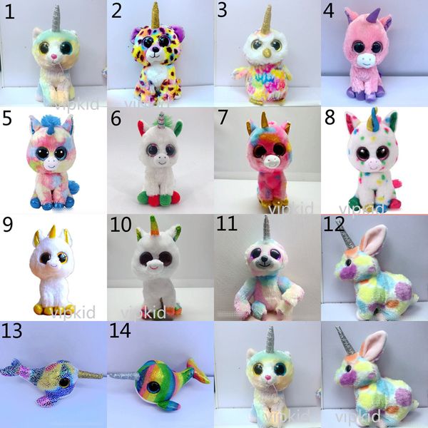 

14 style ty boos plush stuffed animals toys 15-17cm kids big eyes animals unicorn pets dolls for baby birthday christmas gifts toy b1