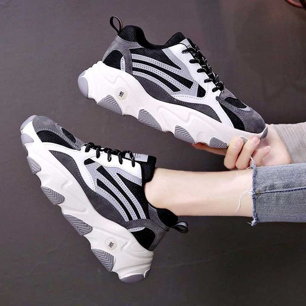 

woman training sneakers 5cm platform students dad old shoes gym outdoor women girls trainers lace up running shoes brand femme