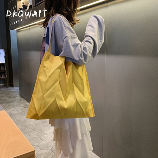

new pleated shoulder bag large capacity shopping bag for women female causal chic tote japanese style beach