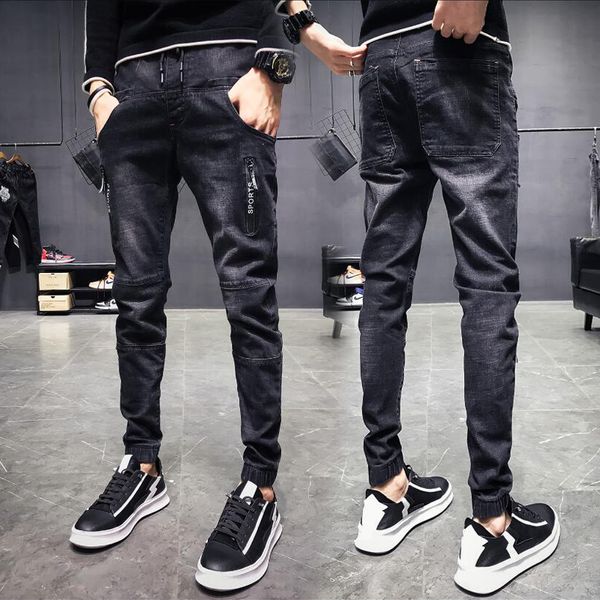 

2018 new skinny jeans men straight mens denim jeans male stretch trouser pants fashion boutique stretch casual mens, Blue