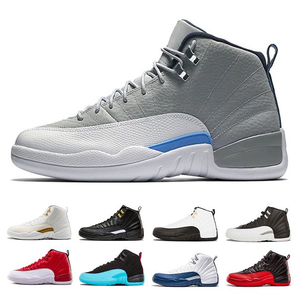 

new 12 mens basketball shoes 12s sneakers white black playoffs the master gamma blue flu game gym red grey sports shoes size 41-47