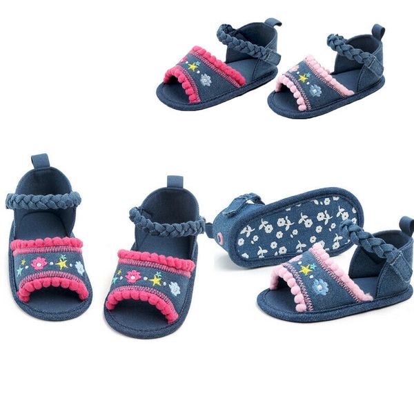 

newborn baby soft crib sole sandals summer baby girl shoes girl kid toddler prewalker sandals floral infant toddler shoes, Black;red