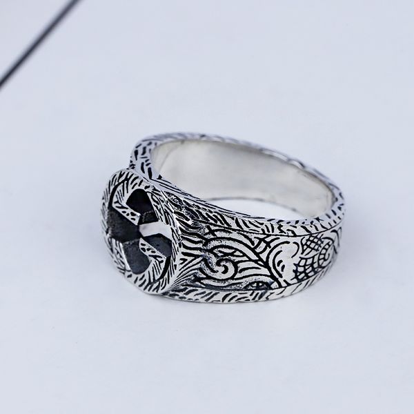 

925 terling ilver viking round big width ignet gg ring finger women men black ilver fa hion de igner vintage jewelry boyfriend gift