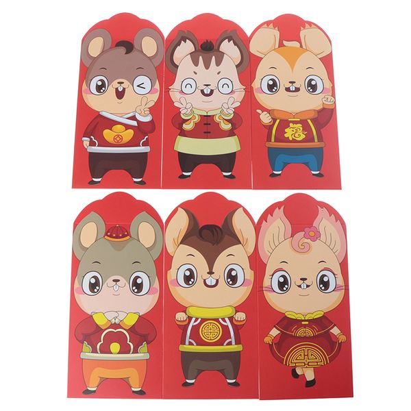 

10pcs/ 6pcs with ears on cartoon 2020 chinese rat new year red envelope paper money red packet
