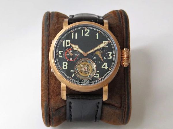 

ai factory automatic pin tourbillon movement diameter 45mm titanium alloy back cover bronze case powerful kinetic energy storage italian, Slivery;brown