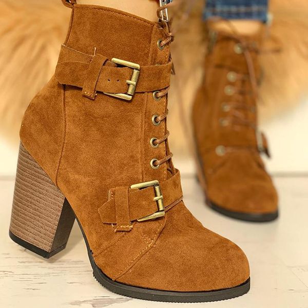 

sarairis 2020 dropship classic large size 43 ankle boots woman shoes chunky high heels women western boots female shoes, Black