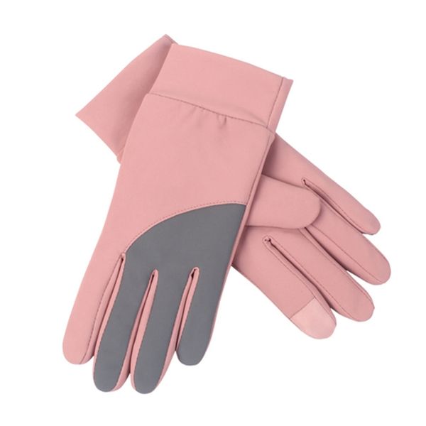 

winter female touch screen sports gloves warm full finger gloves women patchwork windproof mittens outdoor driving skiing