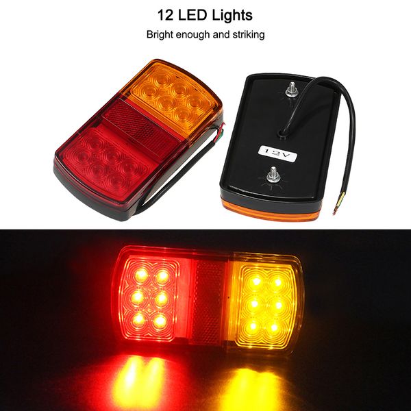 

universal trailer tail light 12led trailer brake sindicator lamp for truck lorry caravan van tractor car accessories
