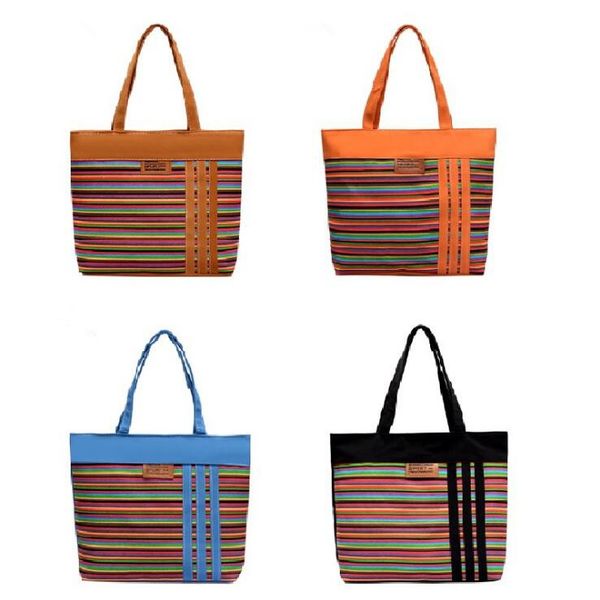 

fashion canvas stripes women tote bag large female blue vertical stripes shoulder bag handbag beach travel shopping bag ing