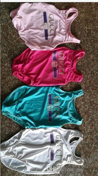 

Ins best selling high end one -piece baby girls jumpsuits swimwear printing letter swimsuit kids beach clothing 2T-8T A-E5