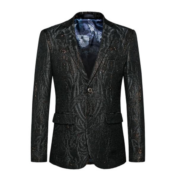 

2019 black jacquard fashion men's casual blazer formal stage performance blazer jacket wedding hombre, White;black