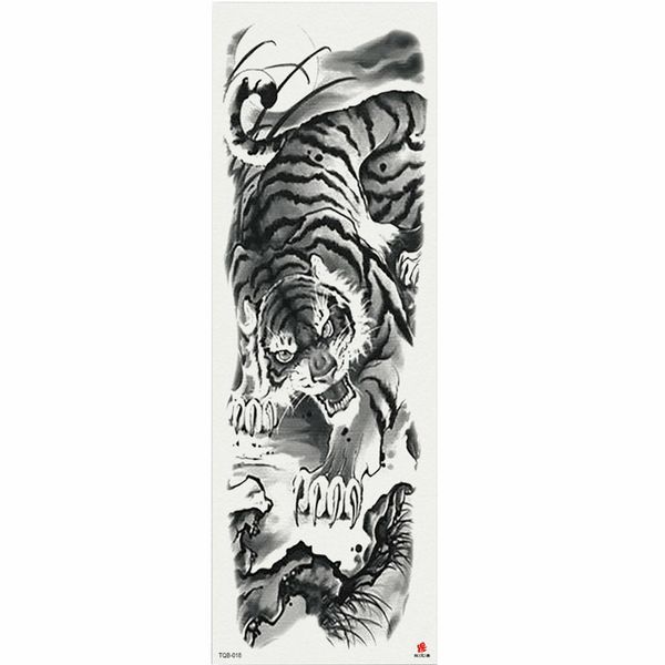 

1 piece chinese painting tiger temporary tattoo sticker with arm body art big sleeve large fake tattoo sticker