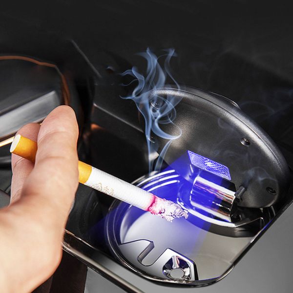 

1pcs portable led smoke car ashtray cigarette ash holder cup auto ashtray with lid removable trash can sundries storage containe