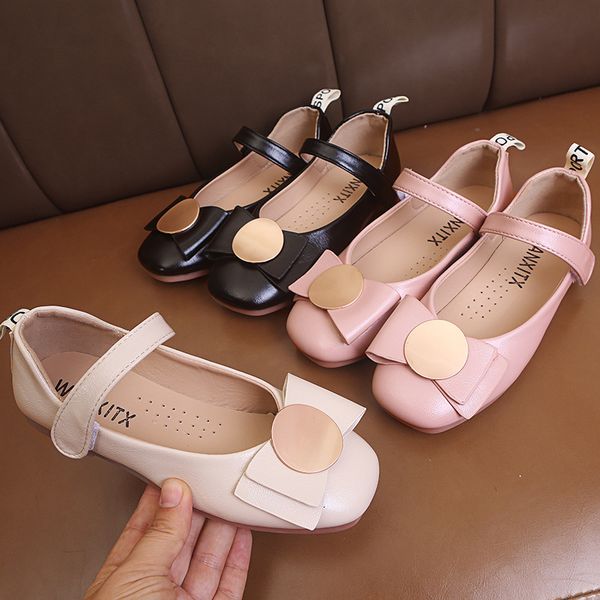 

children princess shoes girls metal round button single princess dance glitter leather party dress wedding shoes, Black;grey