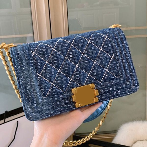 

chain crossbody bag wallet handbags purses cowboy canvas diamond lattice women chain single shoulder package blue ing
