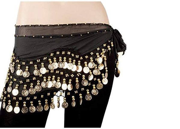 158 moedas de ouro Belly Dance Hip Scarf saia Enrole Belt Atacado Dança Belt