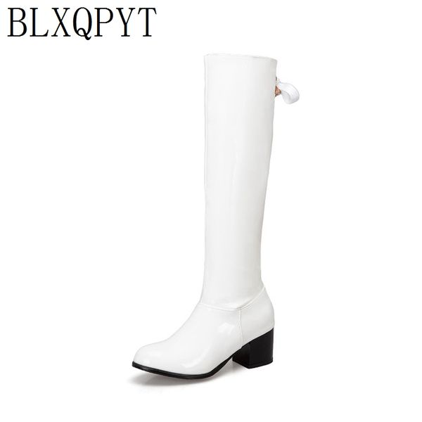 

blxqpyt women long boots 2019 winter autumn big size 33-50 knee high boots zip high heels long platform knight shoes woman t1-1, Black