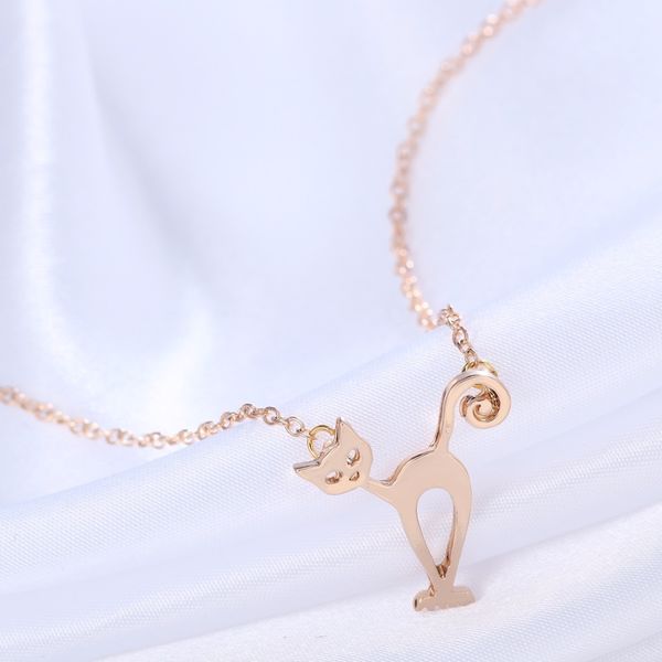 

chandler cute stray cat necklace kitty kitten pendant animal collar for women girl elegent korean accessaries wholesale, Silver
