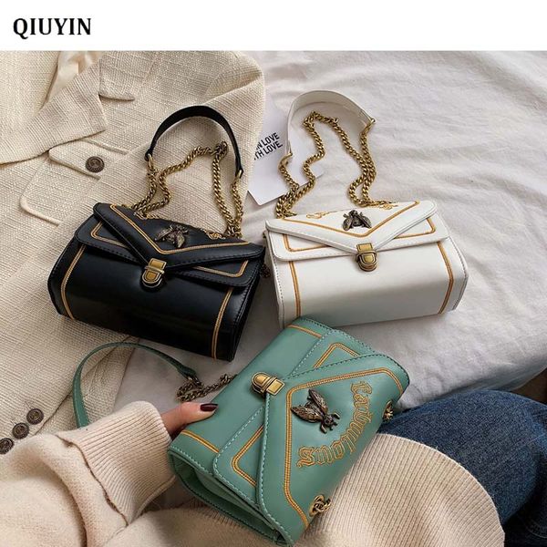 

qiuyin fashion female samll square bags 2020 pu leather women's handbags lock chain shoulder messenger bags