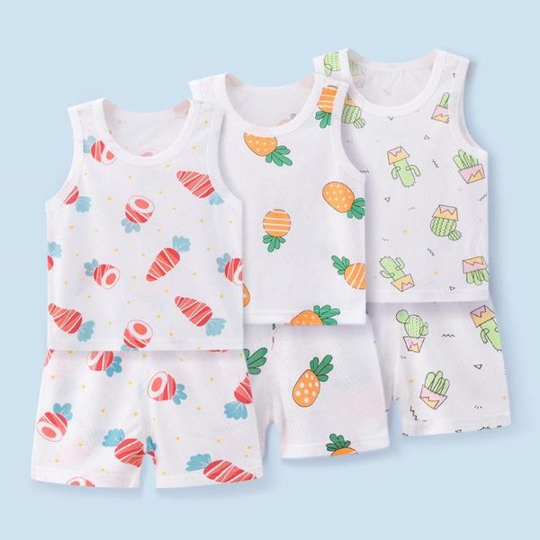 

summer children's two-piece set cotton suit children sets children clothes girls summer and shorts kids short sets, White