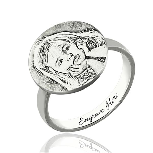 

custom p ring personalized picture 925 silver ring engrave name p date for family gifts mother's day gift#, Golden;silver