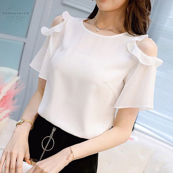 

ladies off shoulder blouses solid shirts womens chiffon applique women summer causal o neck short sleeve ruffles black white