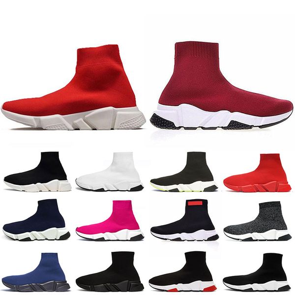 

fashion red white paris sock running shoes mens speed trainer buttom triple black pink glitter navy blue designer sport shoes size 36-45, White;red