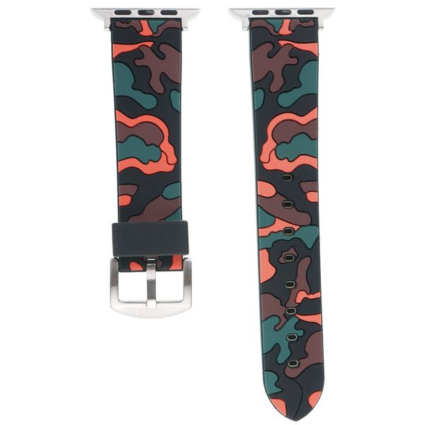 

new fashion camouflage designer watch band for apple watch 38/40mm 42/44mm apple camouflage sports iwatch5 pin buckle creative watch band, Black;brown