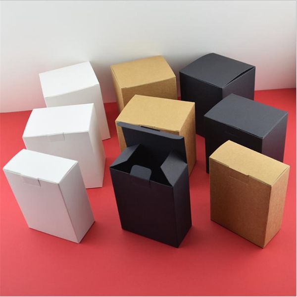 

10pcs kraft paper box for candy brown cardboard handmade soap box white craft paper gift black packaging jewelry 17sizes