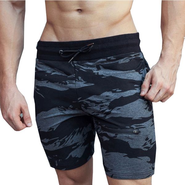 

men sporting beaching shorts trousers cotton bodybuilding sweatpants fitness short jogger casual gyms men shorts, White;black