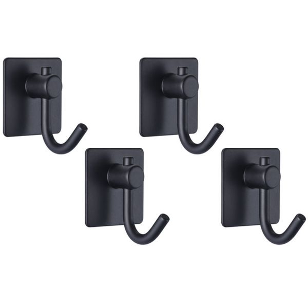 

black self adhesive door hook bath towel hooks stick on wall mount hooks hanging robe key coat, super strong heavy duty bathroom