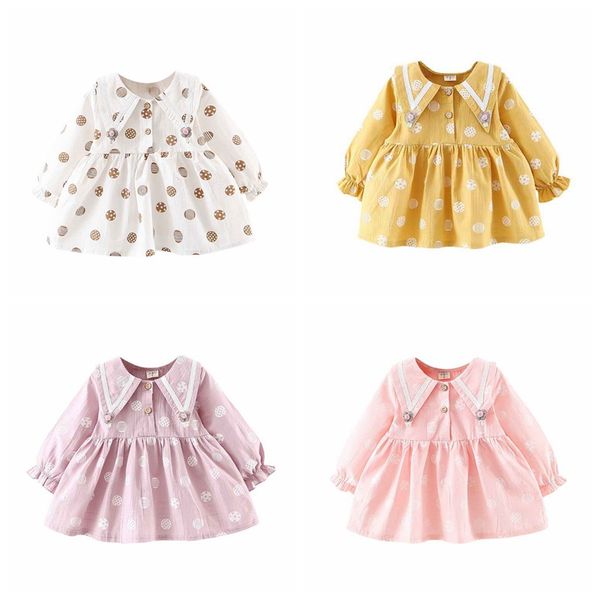 

new autumn newborn girl dress infant baby clothes dress polka dot printing princess party casual fashion dresses baby spring, Red;yellow