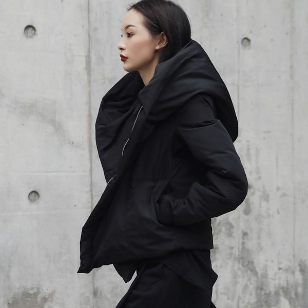 

hooded hat new black short cotton padded coat female 2019 european fashion plus size streetwear zipper winter jacket women qh139