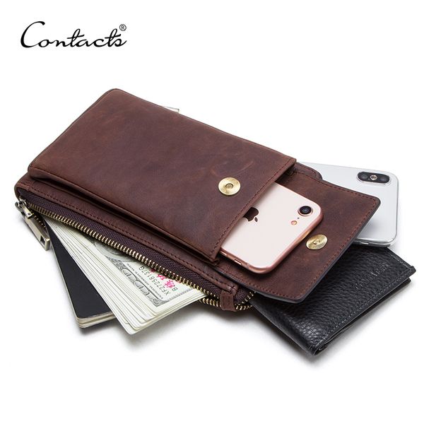 

genuine leather men shoulder bag for cell phone with card holders male vintage crossbody bag men's small waist packs