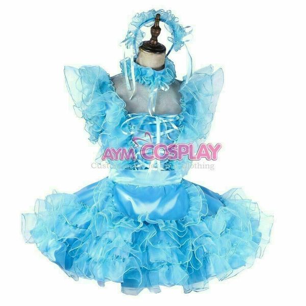 

атласное мини-платье sissy для прислуги cd / tv на заказ, Black;red