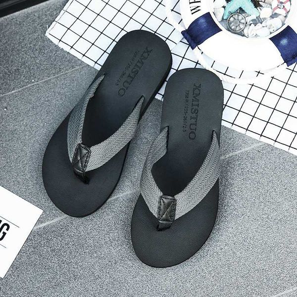 

slippers summer flip flops men comfortable slides casual fashion non-slip flat footwear plus size zapatos hombre drop, Black