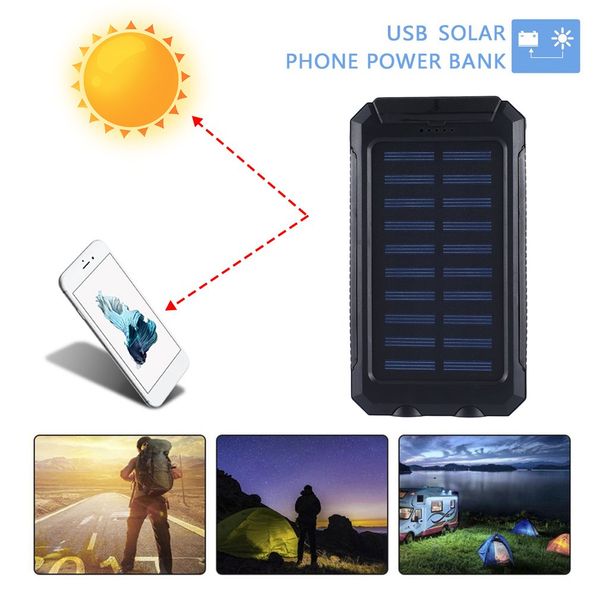

portable solar battery charger solar power bank for emergency outdoor camping travel with compass