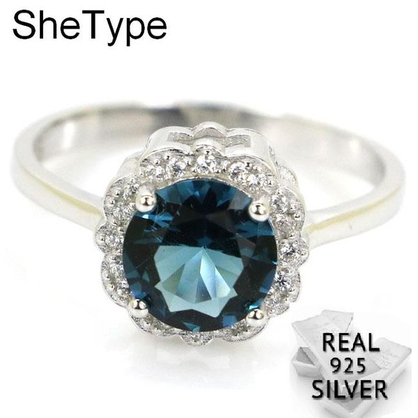 

2.7g luxury shetype dark london blue z white cz wedding woman's 925 solid sterling silver rings 11x11mm, Golden;silver