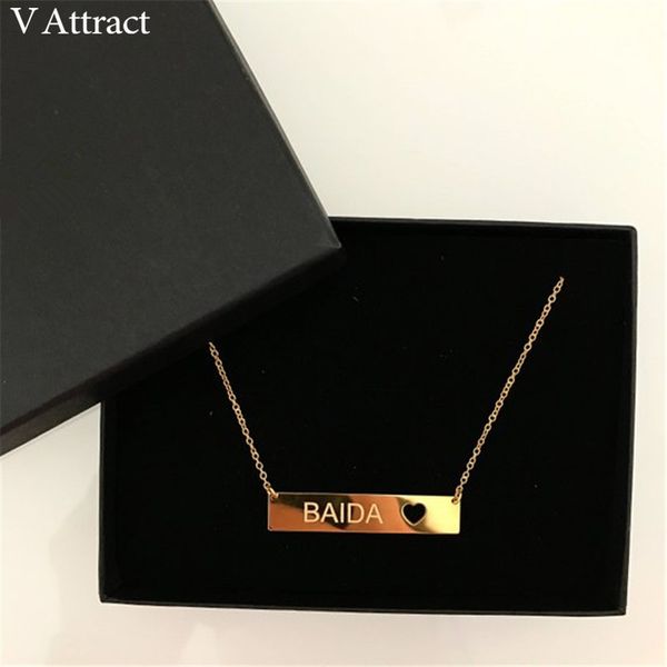 

30*5mm bar heart nameplate charm choker custom name statement necklace for women personalized jewelry christmas gift gold chain, Silver