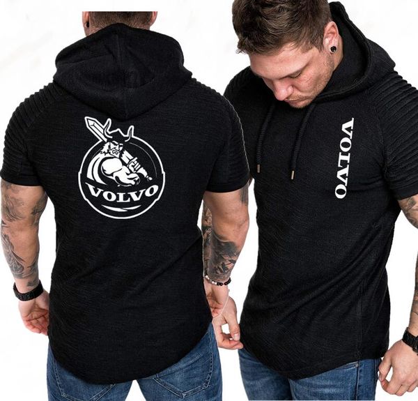

print men's short sleeve hooded sweatshirt men summer hoodies shirt pullovers hip hop tracksuit hoody tees, Black