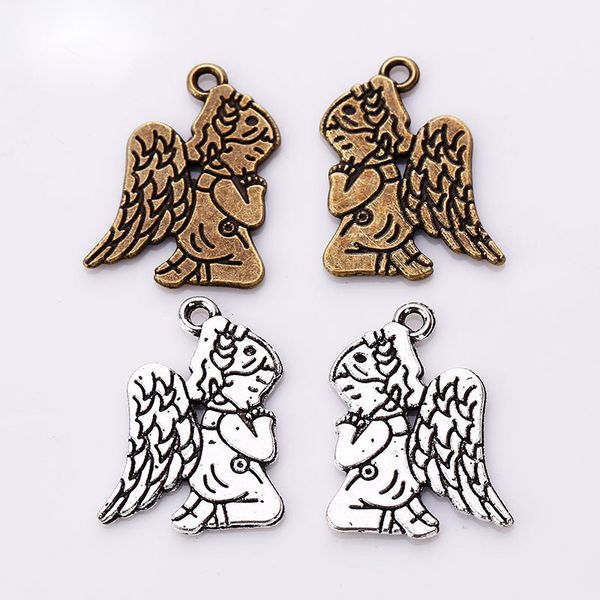 

100шт / мешок ancient серебро бронза 21 * 14мм молиться angel подвески подвески дизайнер ювелирных изделий fit making ожерелье браслет аксес, Bronze;silver