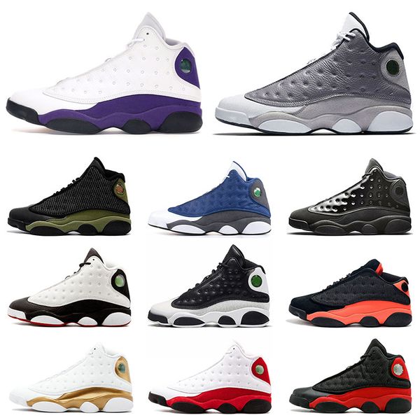 

new arrive lakers rivals 13 13s atmosphere grey basketball shoes cap and gown chicago black cat flints bred dmp mens sport sneakers, White;red