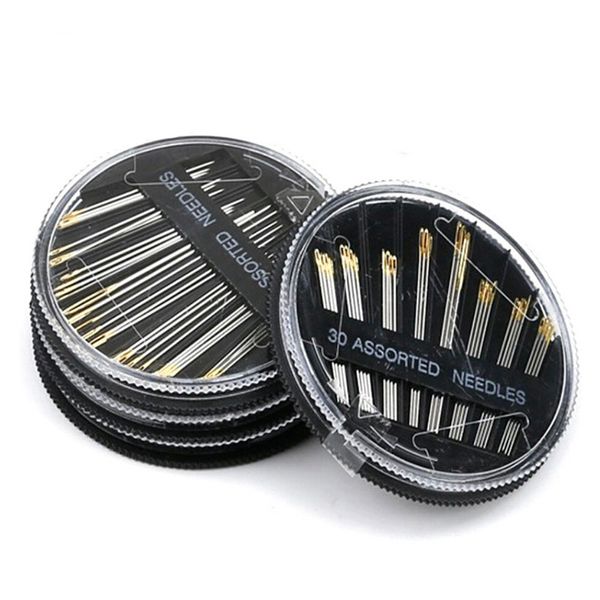 

30pcs/set large leather hand sewing needles gold eye needle embroidery tapestry home wool diy sewing accessories disc mounted 99