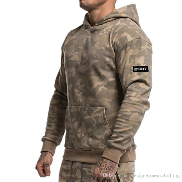 

echt mens designer tracksuits autumn slim hoodie long pants 2pcs sets fitness training camouflage active two pieces suits, Gray